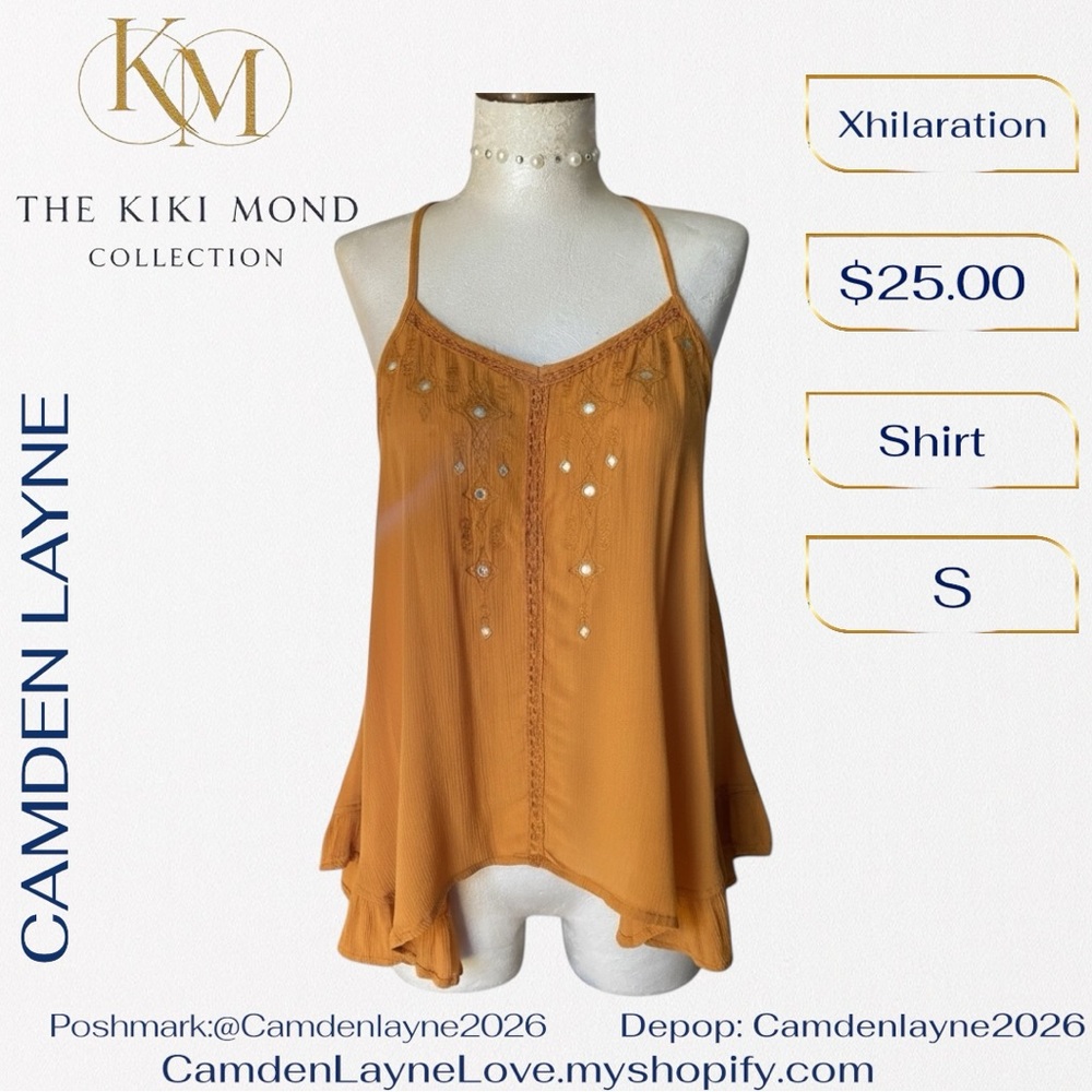 Mustard Bohemian Linen Cami Blouse - Picture 3 of 8